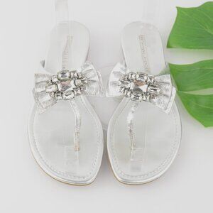 Vera Wang Lavender Womens Willa Sandal Size 7 Silver Bow Rhinestone Thong Slide